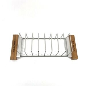 ELKAY Crosstown Stainless Steel Over Sink Drying Rack Wood Handles LKDR0717SS